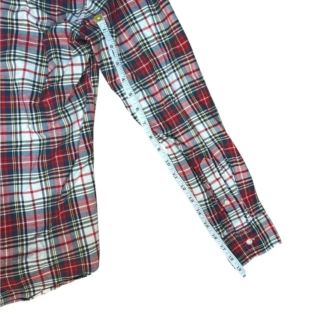 J.Crew Broken-In Oxford Slim Fit Plaid Shirt Red Navy White Tartan Men’s M